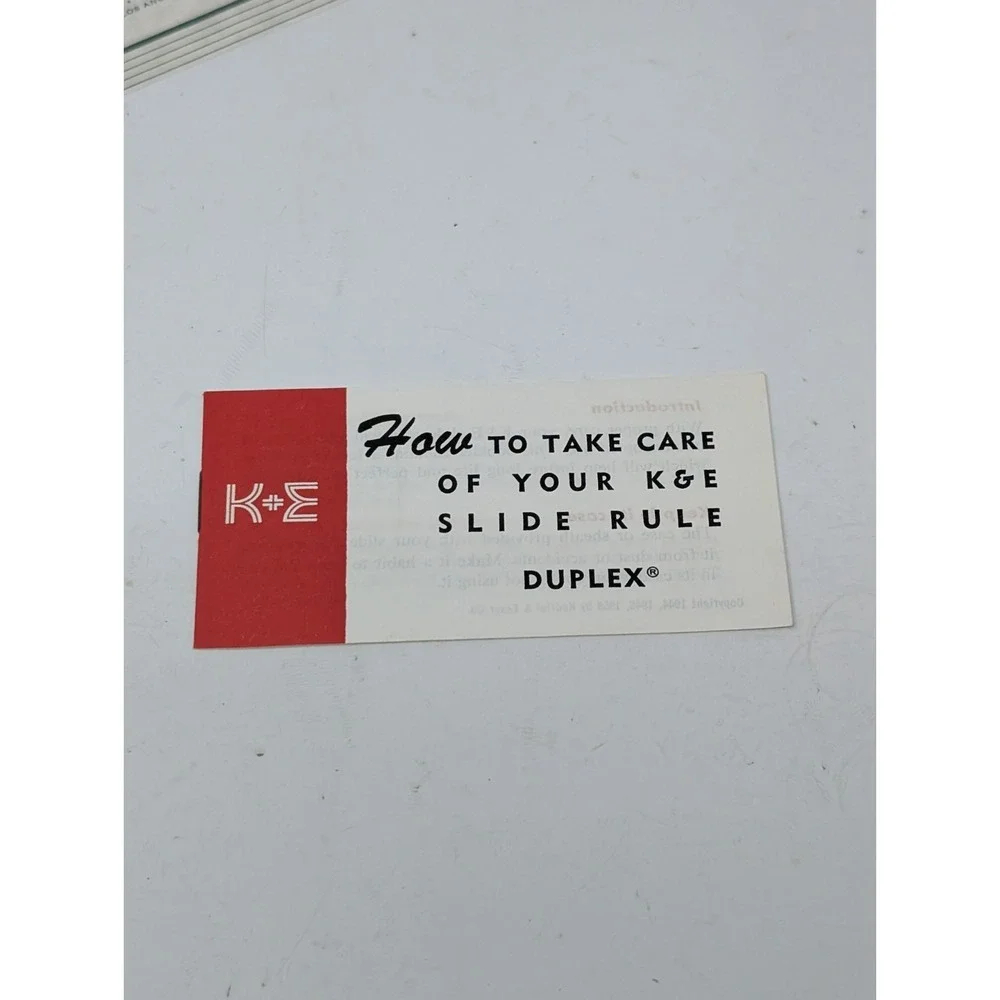 Keuffel & Esser Slide Rule Jet Log Duplex Decitrig Instruction Manual 1950s Book